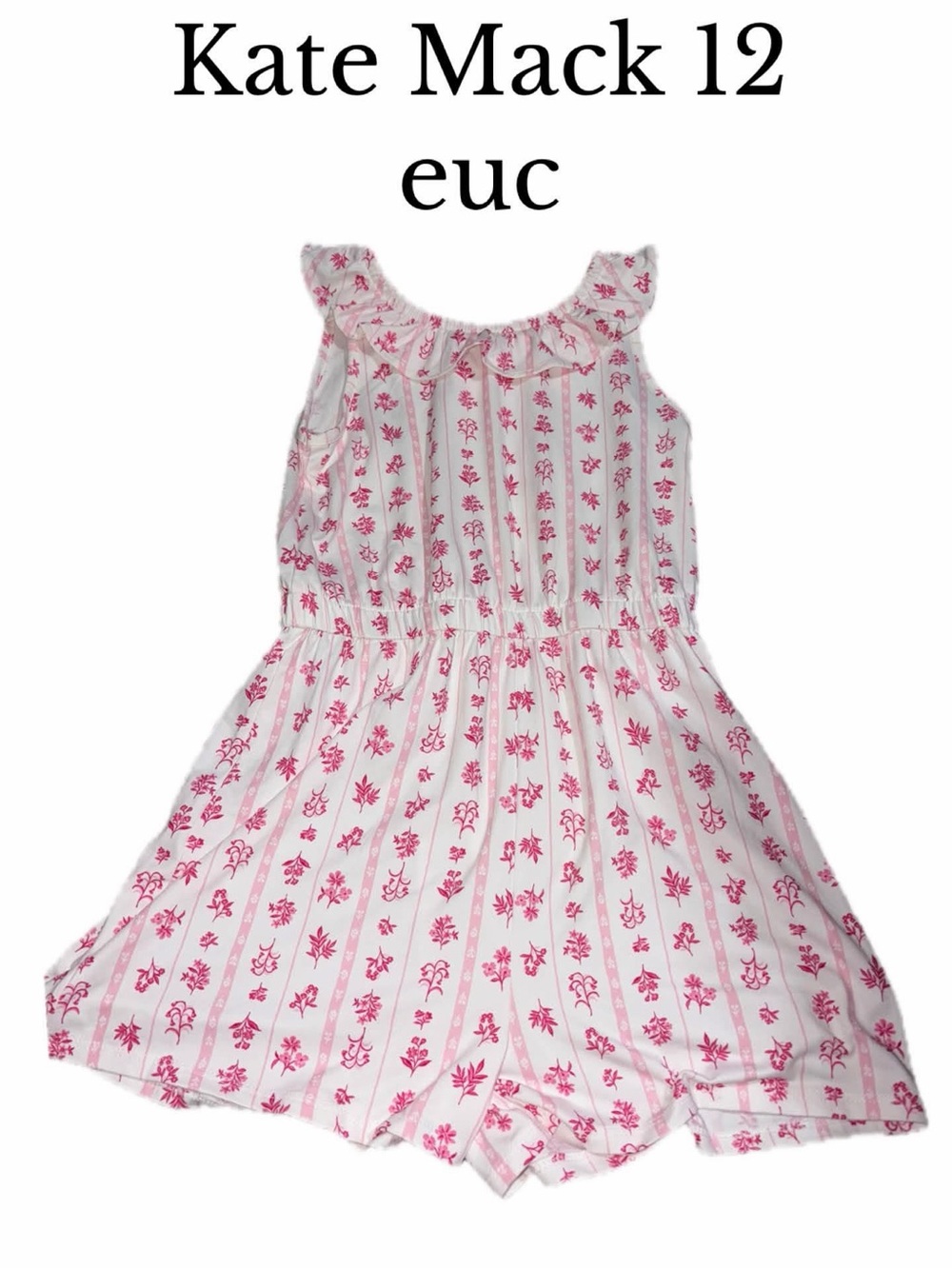 Kate Mack girls size 12 pink white romper
